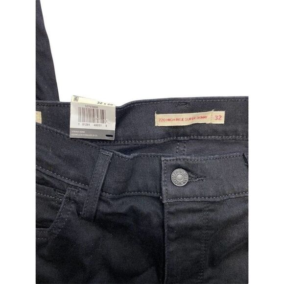 Levi's‎ Premium 720 Super Skinny Jeans Women's 32 LARGE Black High-Rise NEW - Picture 7 of 15